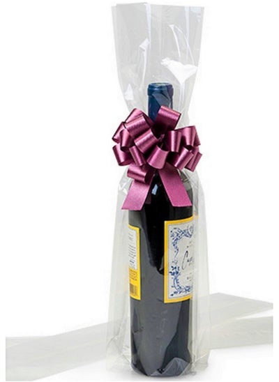 Buy 10 Clear Cello/Cellophane Wine Bottle Bag 4" X 4" X 17" Gusset Cellophane Bags in UAE