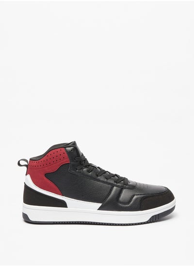 اشتري Mens Perforated Casual Sneakers with Panel Detail and Lace-Up Closure في الامارات