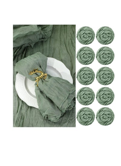 Buy 10 Pieces Gauze Cheesecloth Napkins, Wrinkled Dinner Napkins, 19.7 x 19.7 Inch Table Napkins Decorative Cloth Napkins, for Home Wedding Parties Table Decoration Family Everyday Use (Sage Green) in Saudi Arabia