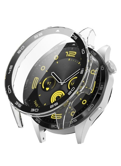 Buy HUAWEI WATCH GT 4 46mm Case with 9H Tempered Glass Screen Protector, Unique Design Hard PC Waterproof Cover, Touch Sensitive Full Coverage Accessories for Huawei Watch GT4 46mm with Scale（Clear) in Saudi Arabia