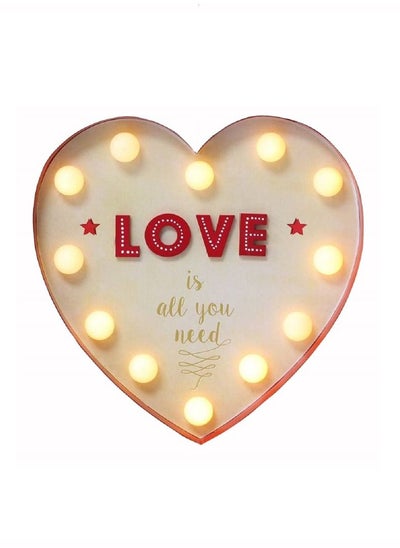 Buy Retro LOVE Metal Heart with LED Lights 23cm in UAE