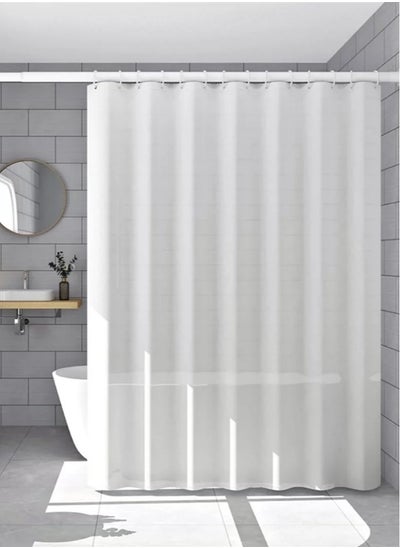 اشتري 1-Piece Bathroom Shower Curtain Waterproof Shower Curtain PEVA White 180x180 Centimeter في الامارات