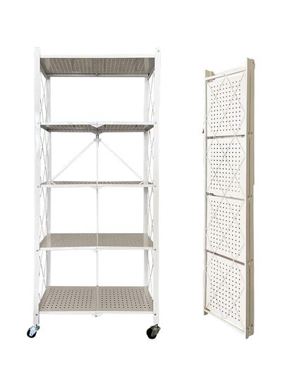 Buy Foldable Storage Shelves 5 Tier, Storage Racks Kitchen Cabinet, Shelf Storage Multipurpose Rack for Living Room Bedroom Kitchen Garage Easy Assembly White 5-shelf in UAE