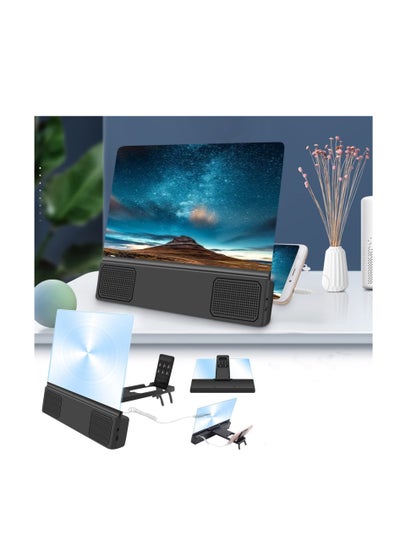 Buy 3D Phone Screen Projector with Audio, 12 Inches Blue Light Proof Ultra-Thin Screen Phone Magnifier for Movies, Videos, and Gaming, Built-in Battery, Plug-in Connection, Phone Universal in UAE