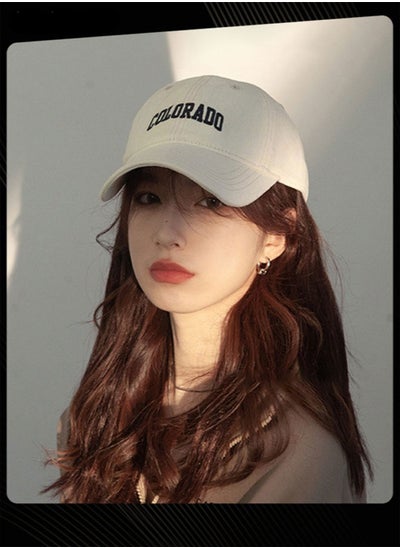 اشتري Women Men Korean Version Versatile Breathable Baseball Cap Spring Autumn Smile Design Adjustable Sun Protection Peaked Cap Suitable for Daily Outdoor Sports White في الامارات