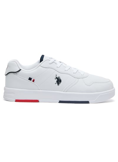 اشتري Men's White Low-Top Sneakers - Lightweight, Minimalist Design with Red & Blue Accents في الامارات