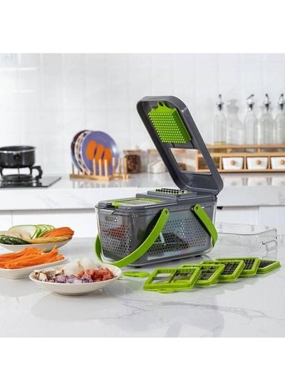 اشتري Versatile manual vegetable slicer and chopper with 22-in-1 interchangeable blades في السعودية