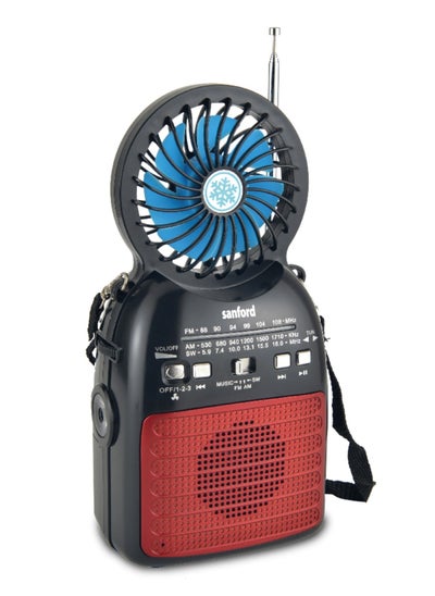 Buy Sanford Multifunctional Portable Radio With Mini Fan - SF1017PR Red Black in UAE