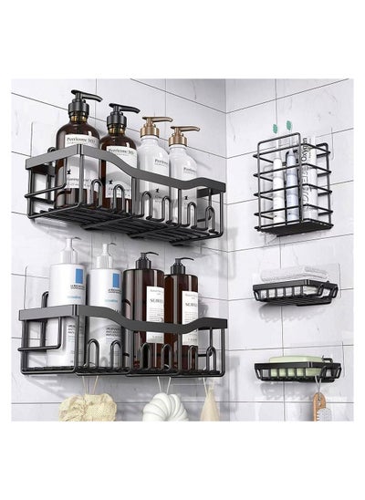 Buy COOLBABY 5-Pack Adhesive Shower Organizer No Drilling Required Stainless Steel Bathroom Organizer in UAE