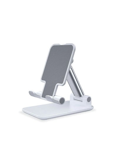 Buy Cell Phone Stand, Angle Height Adjustable Cell Phone Stand for Desk, Foldable Cell Phone Holder, Cradle, Dock, Tablet Stand, Case Friendly Compatible with All Mobile Phone/iPad/Kindle/Tablet WHITE in UAE