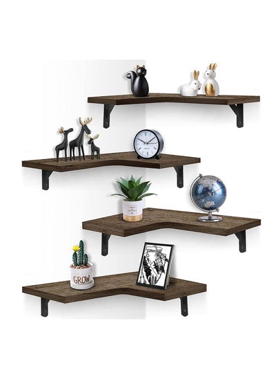 Buy COOLBABY Corner Floating Shelves for Wall Set of 4 Rustic Wood Wall Shelves Storage Display Shelf Decor in UAE