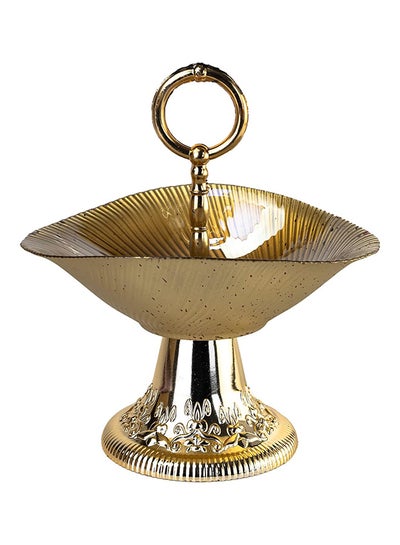 Buy MORE GLASSWARE 21Cm Meyra Candy Holder With Stand And Handle Red-Gold in UAE