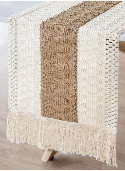 Buy Rustic Linen Table Runner Long Embroidered with Hand Tassels for Party in Saudi Arabia