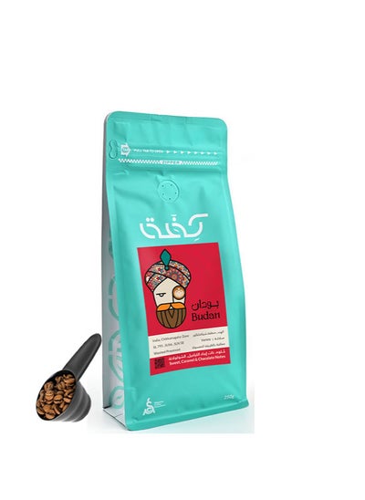 Buy Coffee bean INDIA BUDAN for Espresso And Filter 250G Unground roasted coffee beans for specialty coffee With a coffee scale spoon in Saudi Arabia