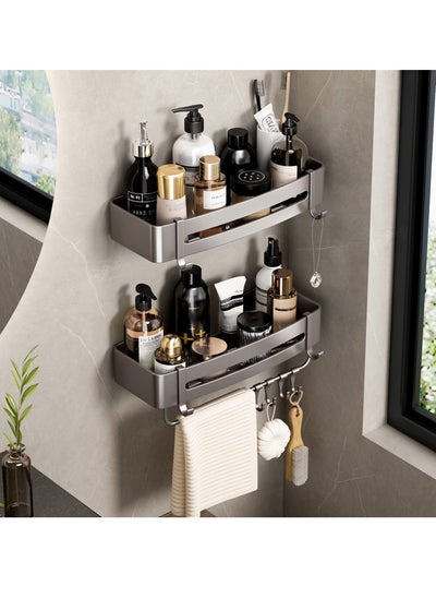 اشتري Shower Caddy Shelf, Adhesive Black Bathroom Shower Rack, No Drilling Wall Mounted Shower Organizer, Rustproof Bath Storage Basket for Bathroom, Toilet, Kitchen في السعودية