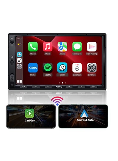 Buy F7 WE 7inch Double DIN Car Stereo, Wireless CarPlay & Wireless Android Auto, Touchscreen Car Radio With Bluetooth, Mirror Link, HD LRV, Quick Charge, FM/AM, GPS Navigation, Voice Control, Full HD IPS Screen 7" 1024*600 F7G2A7WE in UAE