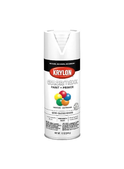 Buy Colormaxx Indoor and Outdoor Spray Paint and Primer Semi-Gloss White 12oz K05580007 in Saudi Arabia