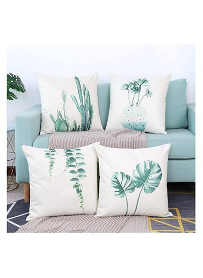 اشتري Pillowcase Set of 4 Decorative Throw Pillow Covers 18x18 Inch for Couch Flowers Square Summer Accent Pillows Cover Case for Cushions Sofa Bed Cushion and Living Room Outdoor Decoration في السعودية