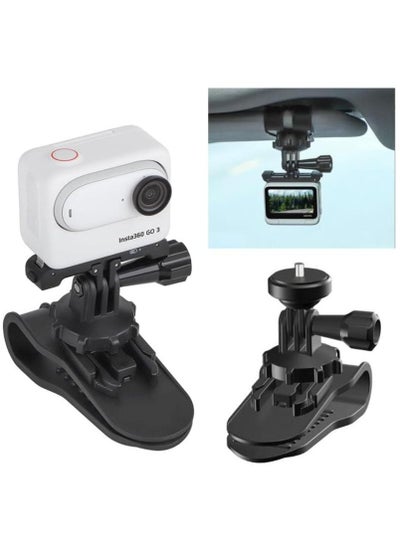 اشتري Camera Clip mounting Bracket/Car Sunshade mounting Bracket for Insta360 GO 3/ONE X3/ONE X2/GoPro Series, 360° Rotating Phone Bracket في الامارات