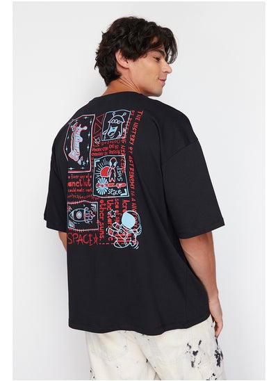 Buy Black Oversize Back Printed 100% Cotton T-Shirt TMNSS23TS00168 in Egypt