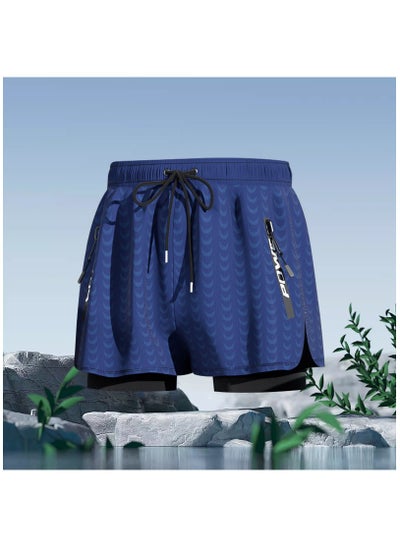 اشتري Fashionable Men's Double-Layer Quick Drying Beach Swimming Shorts في الامارات