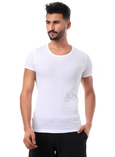 Buy Cottonil  Smooth Cotton Half Sleeves Undershirts - White in Egypt