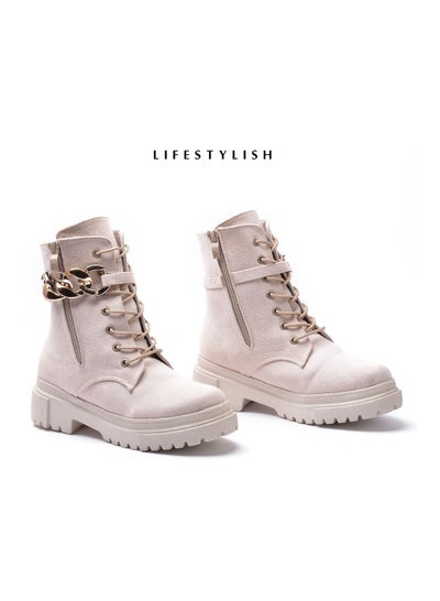 Buy Lifestylesh G-51 With his hand suede by Ligament by zippers - Beige in Egypt