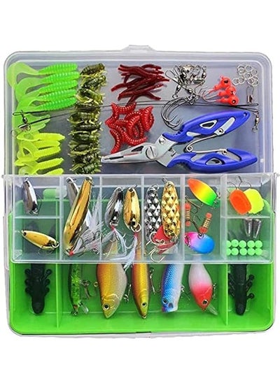 اشتري 101 Pcs Fishing Lure Kit Set Hard and Soft Bait Hook with Tackle Box في الامارات