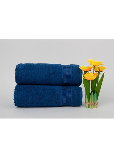 Buy Towel LUXURY - 600 GSM - 100% Cotton Terry -2 Bath  70x140 cm-Premium Touch-Quick Dry - Super Absorbent-Blue in UAE