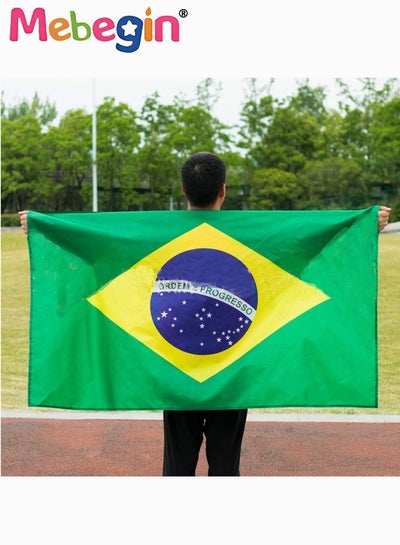 Buy Double Sided Brazil Flag 90x150cm, Vivid Color Fade Proof Exquisite Sewing Brazilian National Flags for Celebration of World Cup and National Day in UAE