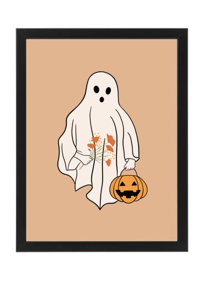 Buy Halloween Ghost and Pumpkin Framed Poster 30x40cm - Spooky Wall Art Decor for Home, Office, or Party , Trick or Treat Pumpkin Artwork, Halloween Decoration Gift Idea in UAE