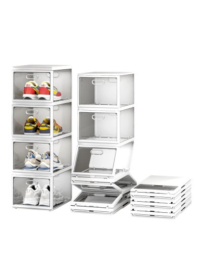 Buy 4 Layers Stackable Foldable Shoe Box No Installation ShoeBox Large Space for Sneaker Display Set of 4 in UAE