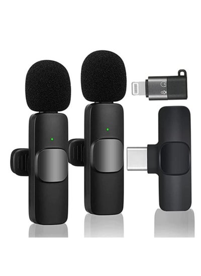 Buy K9 Wireless Microphone Dual Omnidirectional Recording Clip Mic with Receiver for Type-C Lightning Camera Laptop for Vlogging YouTube Online Class Zoom Call in Egypt