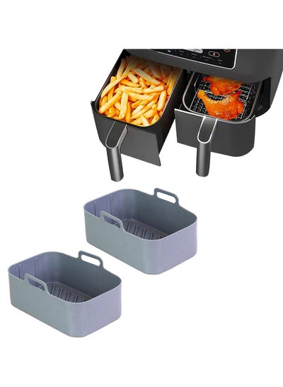 Buy 2pcs Reusable Silicone Air Fryer Pots for Ninja Foodi DZ201 - 8QT Rectangle Liners and Accessories (Gray) in UAE