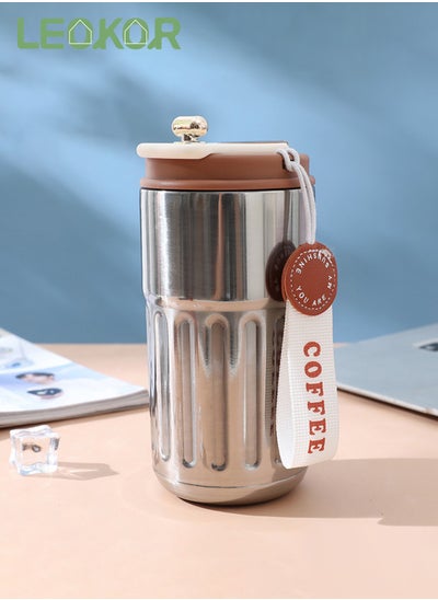 اشتري 450ml Insulated Travel Coffee Mug with Temperature Display, 316 Stainless Steel Vacuum Coffee Cup Silver في السعودية