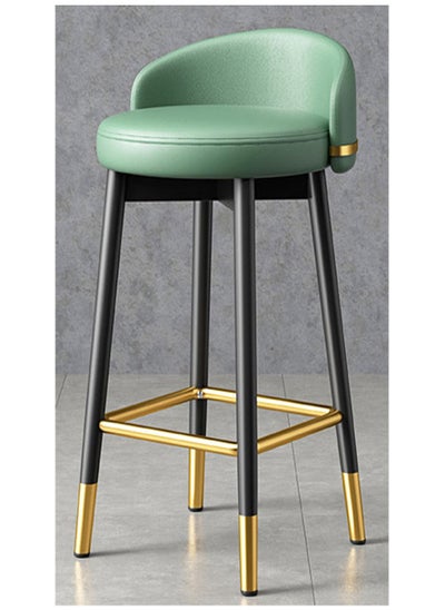 Buy Modern Green Velvet Counter Height Bar Stool with Back Gold Metal Breakfast Bar Stool in UAE