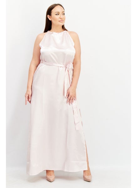 Buy Women Round Neck Sleeveless Maxi Dress, Pink in UAE