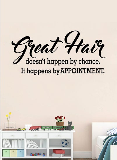 اشتري Great Hair Doesn't Happen by Chance Quote Wall Decal - Wall Arts Home Décor - Wall Sticker, 80x35 cm by Spoil Your Wall في الامارات