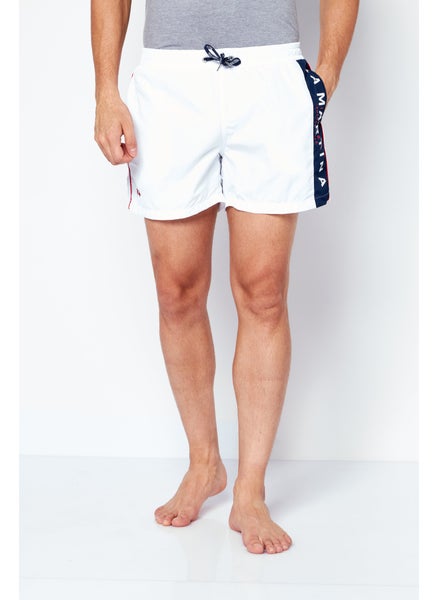 Buy Men Embroidered Logo Board Shorts, White Combo in UAE