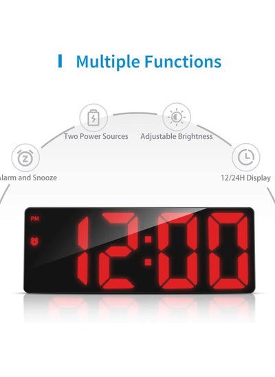 Buy Flysocks Digital Alarm Clock, [Upgrade] Bedside Non Ticking Alarm Clocks with USB Cable, Snooze, Large LED Display, Adjustable Brightness in Egypt