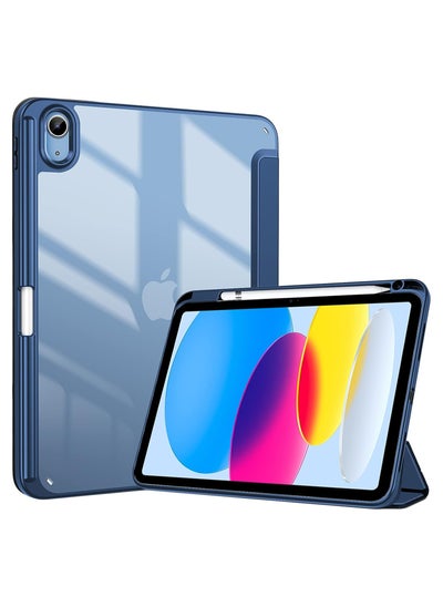 Buy ProCase for iPad 10th Gen Case with Pencil Holder 2022 iPad 10.9 Inch Case, Clear Transparent Back Shell Trifold Protective Cases Shockproof Cover for 2022 iPad 10th Gen A2696 A2757 A2777 -Navy in UAE