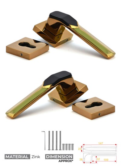 Buy Mortise Zink Door Handle (PVD Rose Gold + Black W2001) in Saudi Arabia