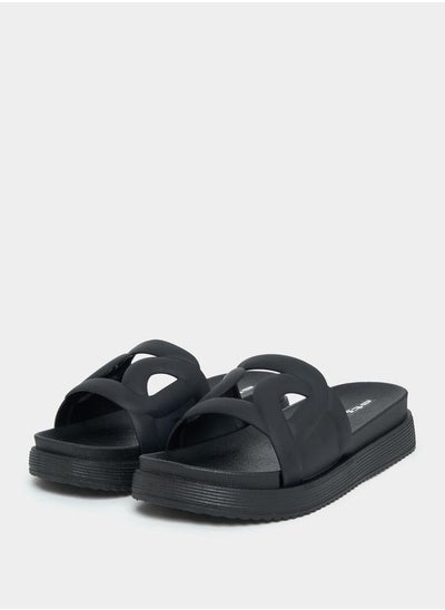 Buy Cut-Out Strap Detail Open Toe Slides in Saudi Arabia