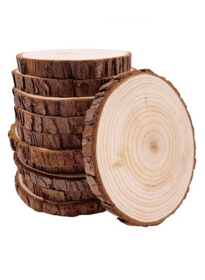 Buy Unfinished Natural with Tree Bark Wood Slices Complete Wood Coaster Disc Coasters Wood Coaster Pieces Craft Wood kit Circles Crafts Ornaments DIY Crafts with Bark for Crafts Rustic Wedding 10 Pcs in UAE