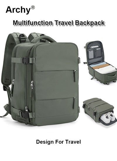 Buy Travel Backpack Carry-On with USB Charging Port Men Women 15.6-Inch Laptop Backpack in UAE