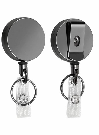 2 Pack Retractable Keychain Heavy Duty Carabiner Badge Holder, Tactical ID Badge Reel With 32" Steel Retractable Cord, 8.0 OZ
