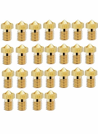 اشتري Printer Nozzle AE 25 PCS 3D, 0.2/0.4/0.6/0.8/1.0 mm Hardened Steel Nozzle for ABS/PLA 3D Printer Makerbot Creality CR-10 (Gold) في السعودية