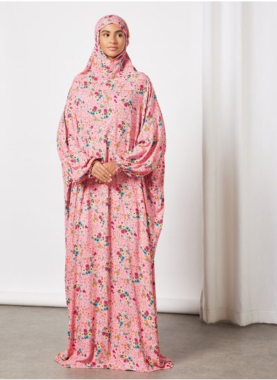 Buy Praying Dress With Floral Prints And With Attached Veil in Saudi Arabia