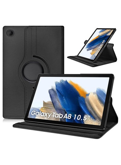 Buy Galaxy Tab A8 Case 10.5 inch, Auto Sleep/Wake 360° Rotating Stand Folio Leather Case Tab A8 (SM-X200) - Black in UAE