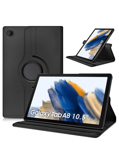 Buy Galaxy Tab A8 Case 10.5 inch, Auto Sleep/Wake 360° Rotating Stand Folio Leather Case Tab A8 (SM-X200) - Black in UAE